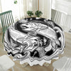 White And Black Pisces Sign Print Waterproof Round Tablecloth