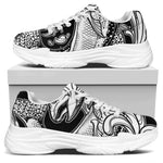 White And Black Pisces Sign Print White Chunky Shoes