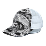 White And Black Pisces Sign Print White Mesh Trucker Cap