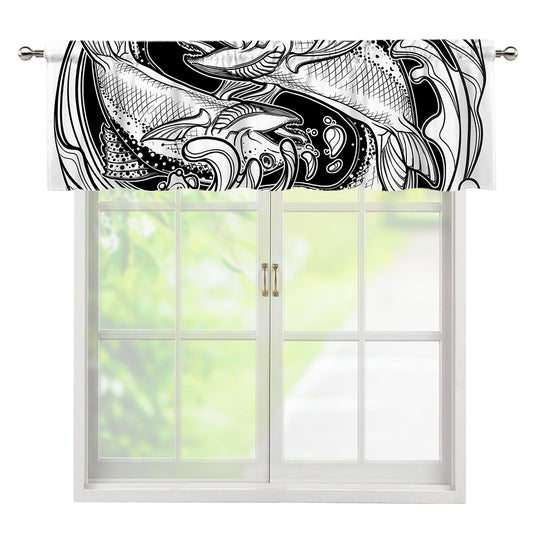 White And Black Pisces Sign Print Window Valance