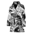 White And Black Pisces Sign Print Women's Bathrobe