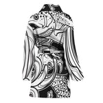 White And Black Pisces Sign Print Women's Bathrobe