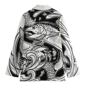 White And Black Pisces Sign Print Women's Blazer