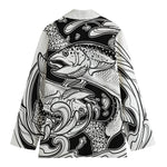 White And Black Pisces Sign Print Women's Cotton Blazer