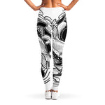 White And Black Pisces Sign Print Women's Leggings