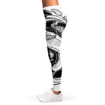 White And Black Pisces Sign Print Women's Leggings