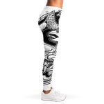 White And Black Pisces Sign Print Women's Leggings