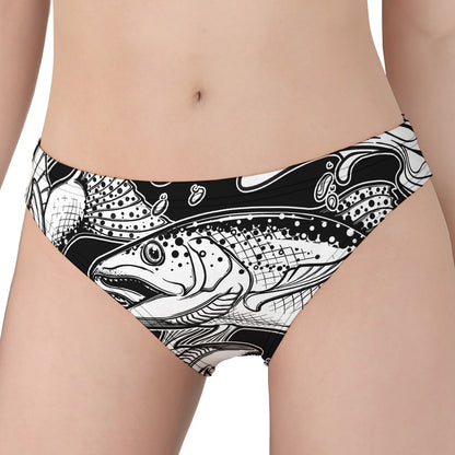 White And Black Pisces Sign Print Women's Panties