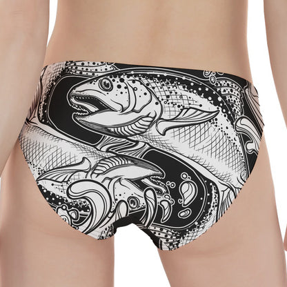 White And Black Pisces Sign Print Women's Panties