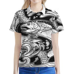 White And Black Pisces Sign Print Women's Polo Shirt