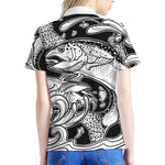 White And Black Pisces Sign Print Women's Polo Shirt