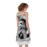 White And Black Pisces Sign Print Women's Sleeveless Dress