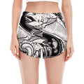 White And Black Pisces Sign Print Women's Split Running Shorts