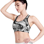White And Black Pisces Sign Print Women's Sports Bra