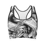 White And Black Pisces Sign Print Women's Sports Bra