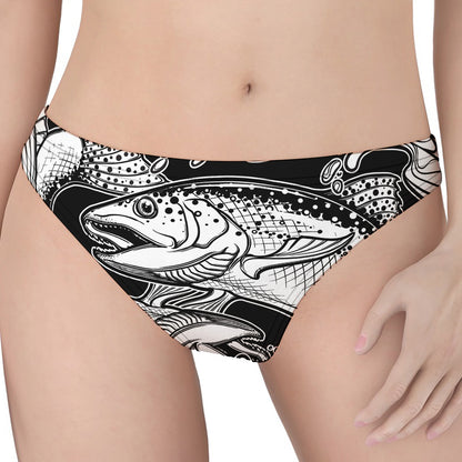 White And Black Pisces Sign Print Women's Thong