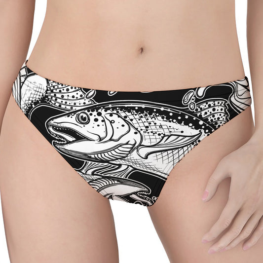 White And Black Pisces Sign Print Women's Thong