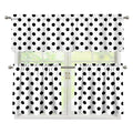 White And Black Polka Dot Pattern Print 3 Piece Kitchen Curtains