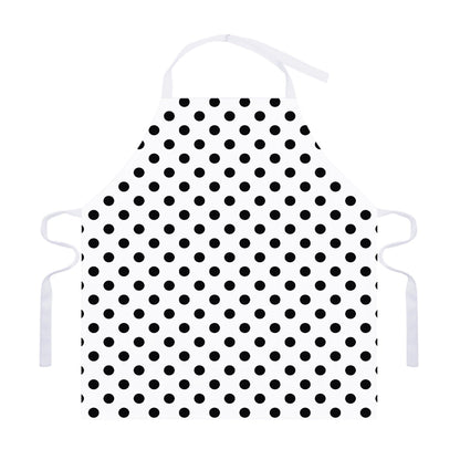 White And Black Polka Dot Pattern Print Adjustable Apron