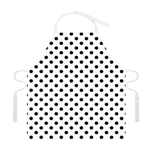 White And Black Polka Dot Pattern Print Adjustable Apron