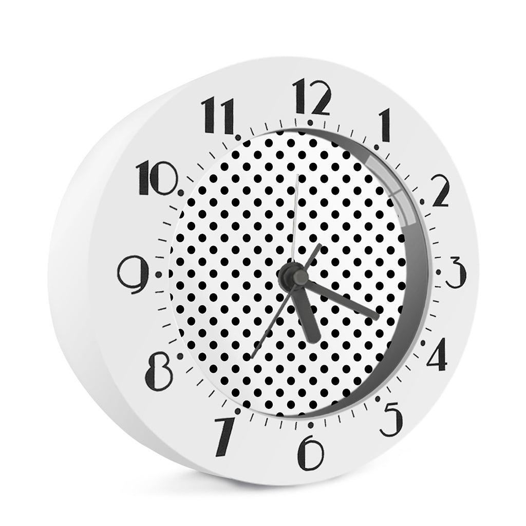 White And Black Polka Dot Pattern Print Alarm Clock