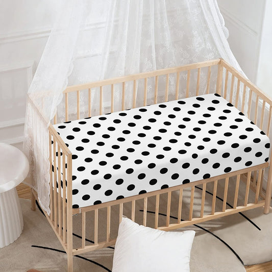 White And Black Polka Dot Pattern Print Baby Crib Sheet