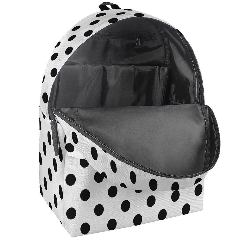 White And Black Polka Dot Pattern Print Backpack