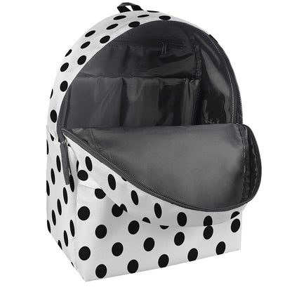 White And Black Polka Dot Pattern Print Backpack
