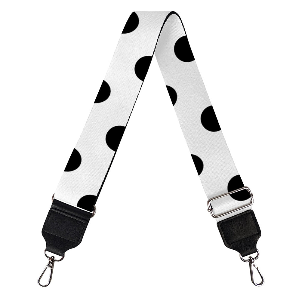 White And Black Polka Dot Pattern Print Bag Strap