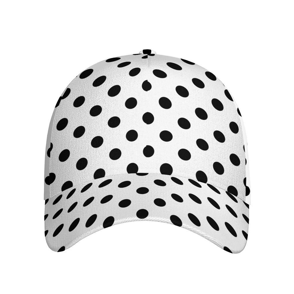 White And Black Polka Dot Pattern Print Baseball Cap