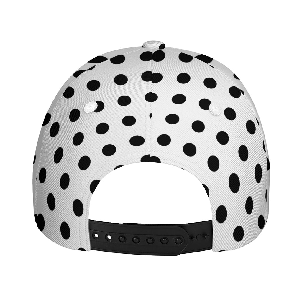 White And Black Polka Dot Pattern Print Baseball Cap