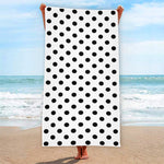 White And Black Polka Dot Pattern Print Beach Towel