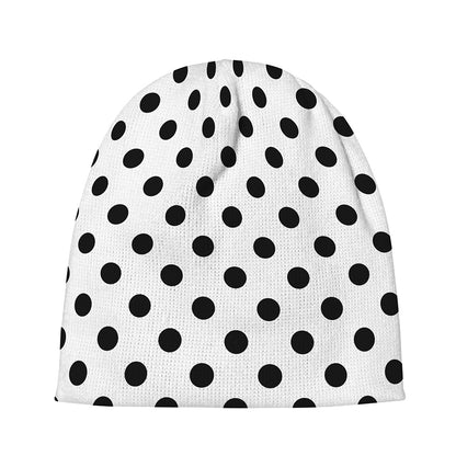 White And Black Polka Dot Pattern Print Beanie