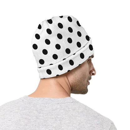 White And Black Polka Dot Pattern Print Beanie