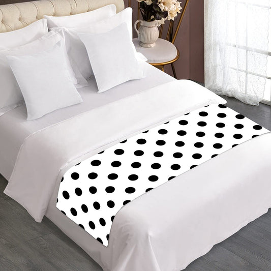 White And Black Polka Dot Pattern Print Bed Runner