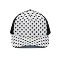 White And Black Polka Dot Pattern Print Black Mesh Trucker Hat