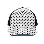 White And Black Polka Dot Pattern Print Black Mesh Trucker Cap