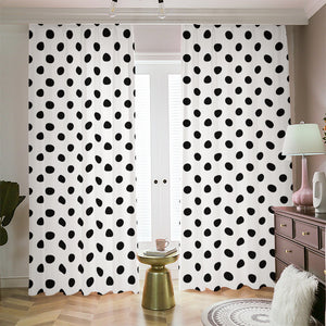 White And Black Polka Dot Pattern Print Blackout Pencil Pleat Curtains