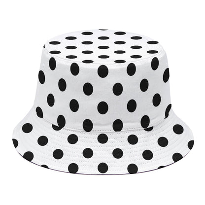 White And Black Polka Dot Pattern Print Bucket Hat