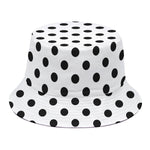 White And Black Polka Dot Pattern Print Bucket Hat