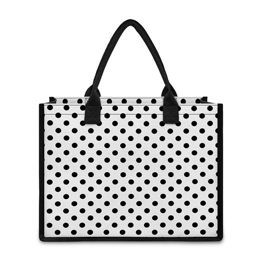 White And Black Polka Dot Pattern Print Canvas Tote Bag