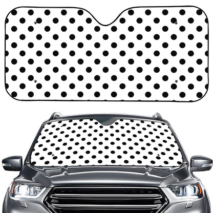 White And Black Polka Dot Pattern Print Car Windshield Sun Shade