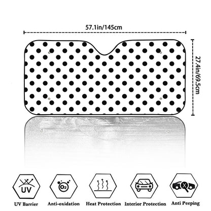 White And Black Polka Dot Pattern Print Car Windshield Sun Shade