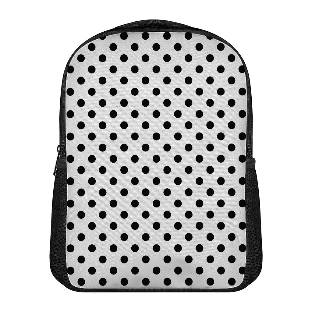 White And Black Polka Dot Pattern Print Casual Backpack