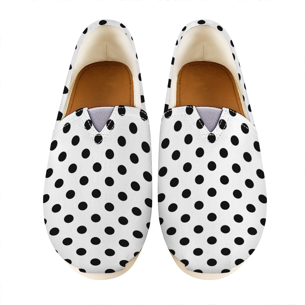 White And Black Polka Dot Pattern Print Casual Shoes