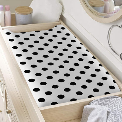 White And Black Polka Dot Pattern Print Changing Pad Cover