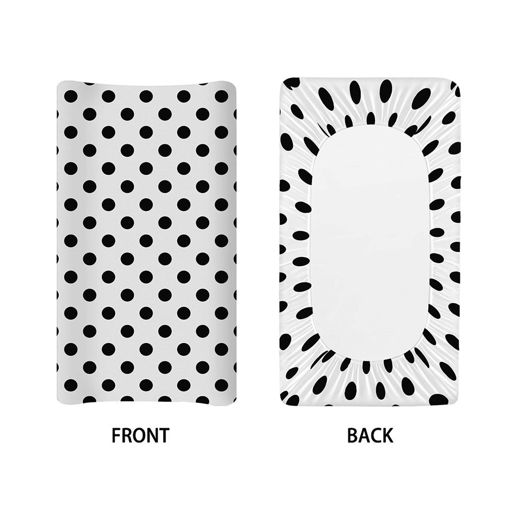 White And Black Polka Dot Pattern Print Changing Pad Cover