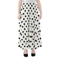 White And Black Polka Dot Pattern Print Chiffon Maxi Skirt
