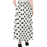White And Black Polka Dot Pattern Print Chiffon Maxi Skirt