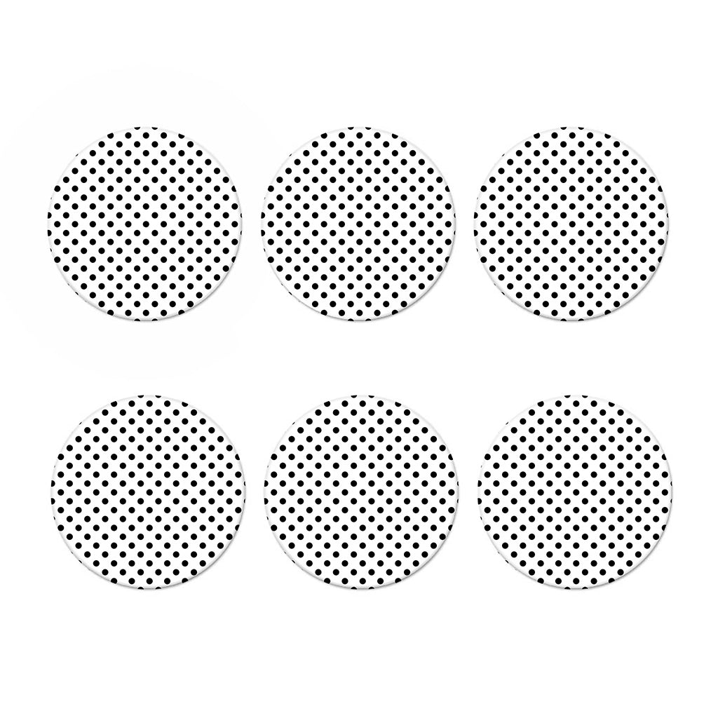 White And Black Polka Dot Pattern Print Coaster Set